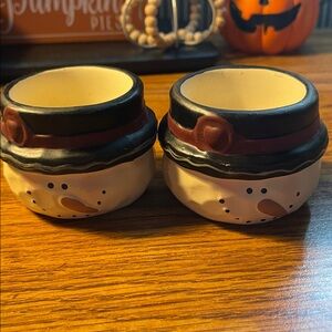 Snowman Tealight Holders CMI 2 Primitive ~ Antique Looking